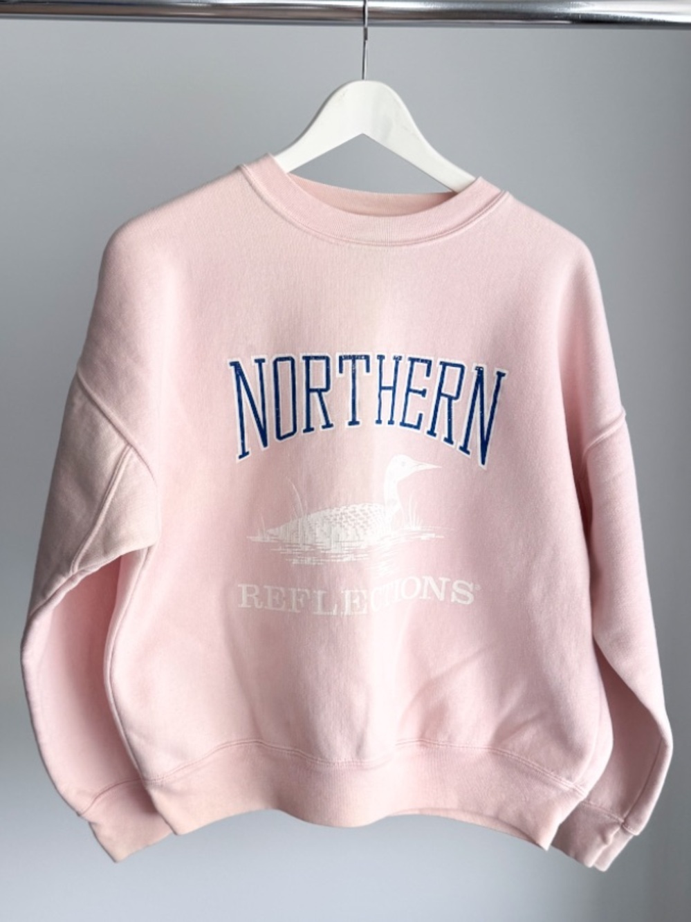 Vtg 90s Northern Reflections Loon Crewneck Sweatshirt Pink Made in Canada M